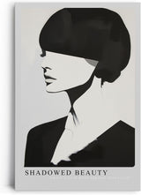 Paul Sinus Leinwandbild 80x120cm stilisiertes Frauenporträt in Schwarz-Weiß mit moderner Eleganz und abstrakter Tiefe – kunstvolles Leinwandbild