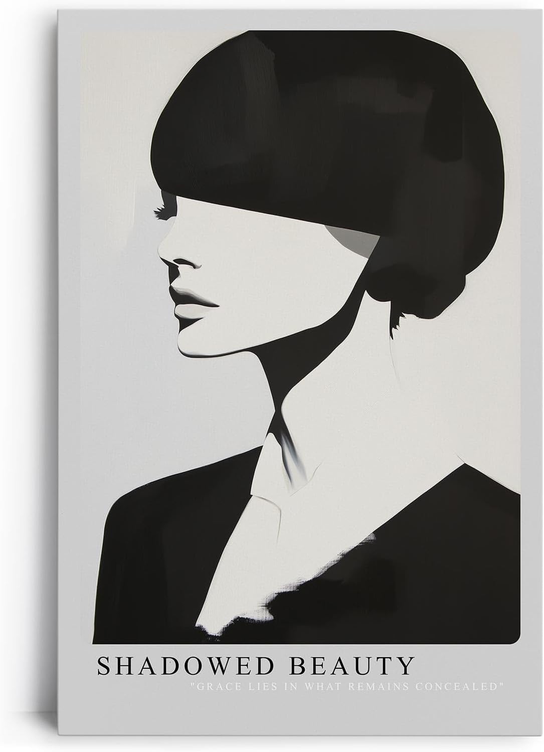 Paul Sinus Leinwandbild 80x120cm stilisiertes Frauenporträt in Schwarz-Weiß mit moderner Eleganz und abstrakter Tiefe – kunstvolles Leinwandbild