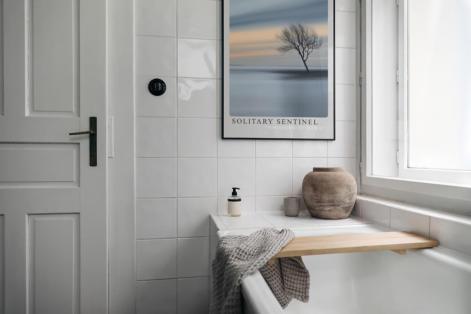 Paul Sinus Leinwandbild 40x60cm minimalistische Landschaft mit einsamem Baum und sanften Farbverläufen, beruhigende Wandkunst