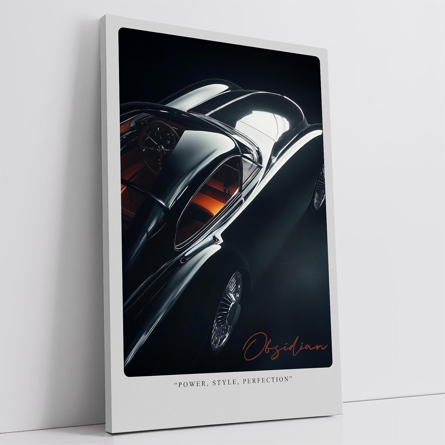 Paul Sinus Leinwandbild 80x120cm Obsidian – Eleganz, Luxus, Exklusivität, Automobilkunst, Retro, Vintage, Schwarz, Perfektion, Design, Stil, Ästhetik