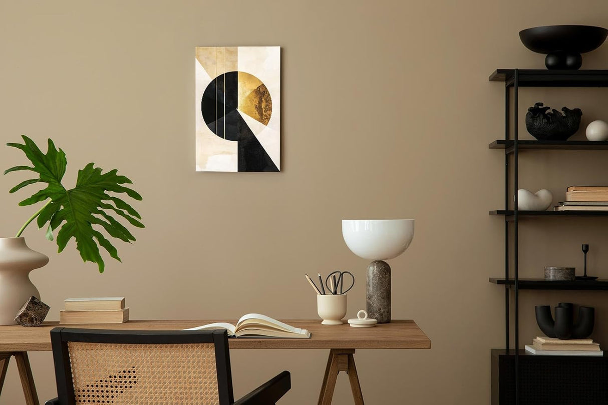 Paul Sinus 60x90cm Wandbild Golden Motion – Powerdesign und Fokusgeometrie im modernen Kreis-Stil auf Leinwand