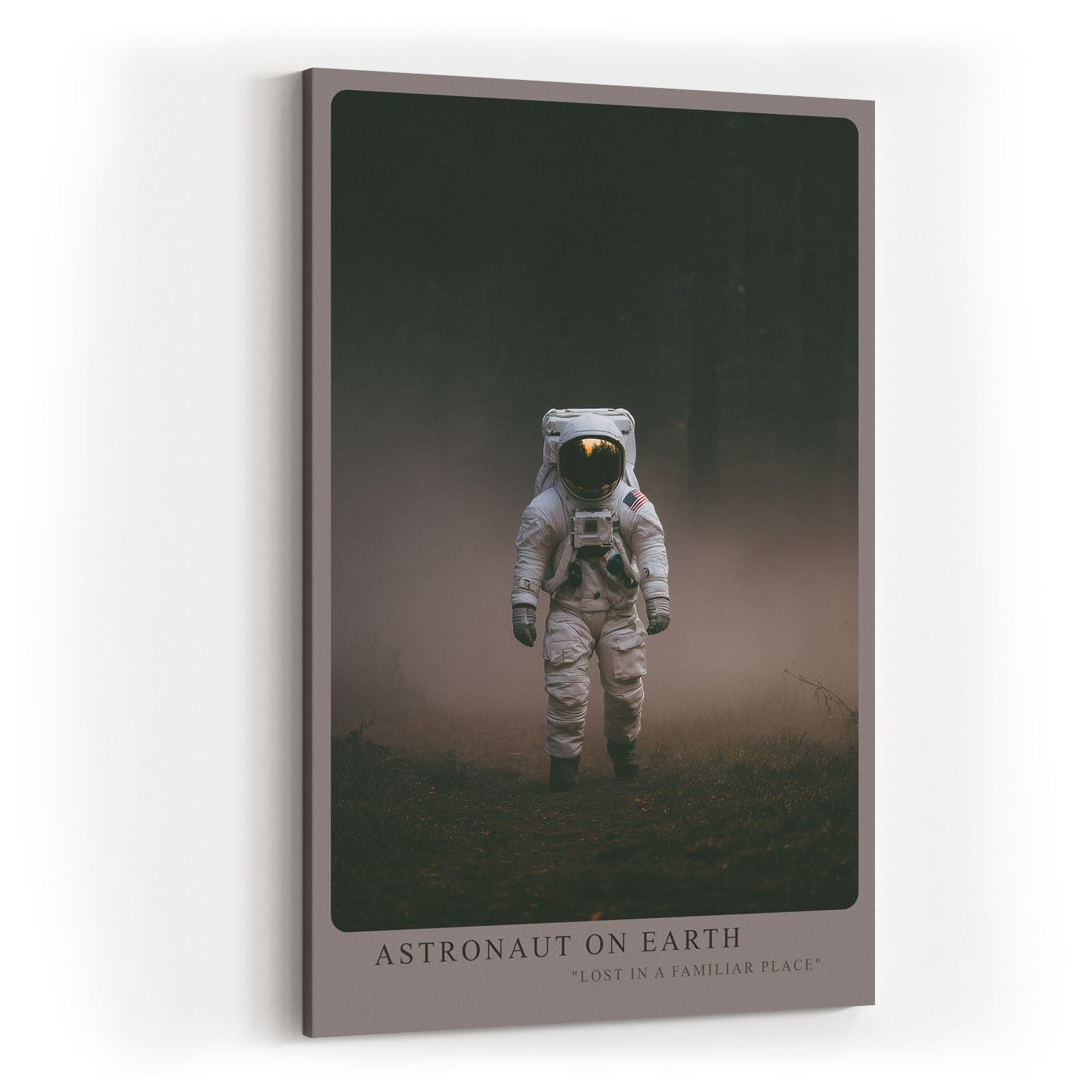 Paul Sinus Wandbild in 40x60cm Astronaut on Earth – Astronaut in nebeliger Waldlandschaft