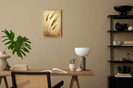 Paul Sinus 60x90cm Wandbild Pampasgras in Goldbeige – Stilvolle Naturkunst mit floraler Leichtigkeit Blume