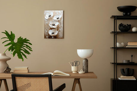 Paul Sinus 60x90cm Wandbild Blütenglanz in Beige – Stilvolle Wandkunst mit floraler Tiefe Blume