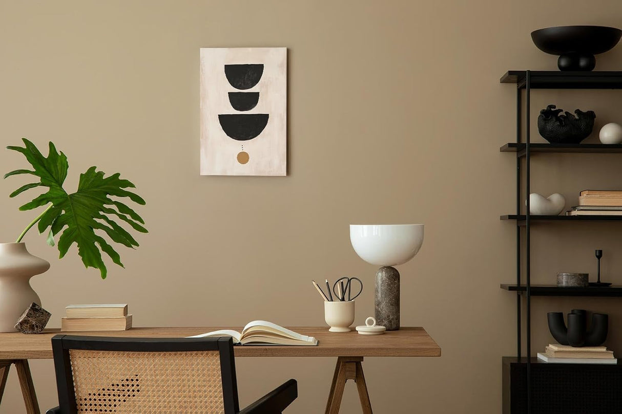 Paul Sinus 60x90cm Wandbild, Ikonisches Design in Fokusgeometrie – Abstrakte Halbkreise auf Leinwand mit Goldakzent