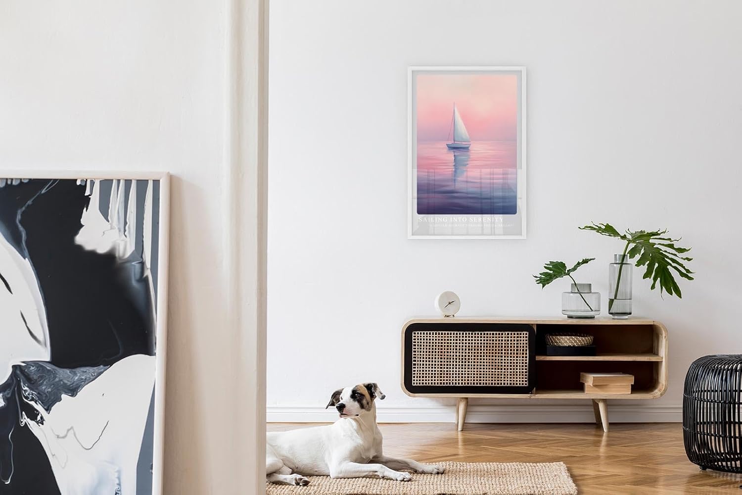 Paul Sinus Leinwandbild 60x90cm traumhafte Segelboot-Szene in sanften Pastellfarben, beruhigende Wandkunst mit meditativer Atmosphäre