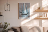 Paul Sinus Wandbild in 40x60cm Elegance Adrift – Segelboote in Blauund Grautönen auf ruhigem Wasser mit sanften Spiegelungen