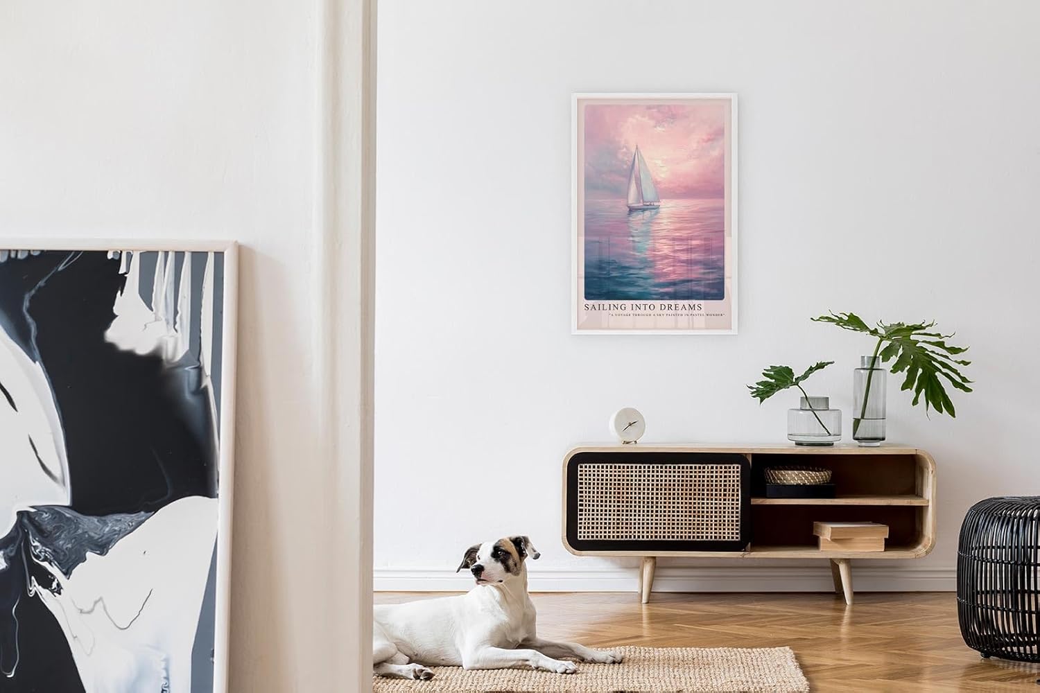 Paul Sinus Leinwandbild 40x60cm verträumte Segelboot-Szene mit malerischem Himmel und sanften Pastellfarben, beruhigende Wandkunst