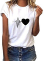 Tuopuda T-Shirt Damen Sommer Oberteile Rundhals Kurzärmeliges Print Bluse Basic Shirt Bequem Baumwolle Tunika Tee Tops Schlank Hemd für Frühling Sommer Herbst