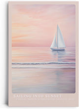 Paul Sinus Leinwandbild 60x90cm idyllische Segelboot-Szene mit sanften Pastellfarben, beruhigende Wandkunst mit romantischem Sonnenuntergang