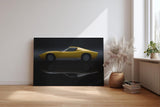 Sinus Art Wandbild 120x80cm Der gelbe Sportwagen im Profil wirkt edel, zeitlos und ausdrucksstark in seiner Präsentation