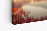 Paul Sinus Wandbild 120x80cm Japan Fuji Berg Baumkrone Herbstblätter Fischerboot
