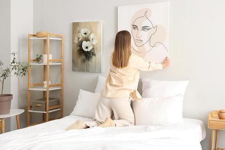 Paul Sinus 60x90cm Wandbild Anemonen in Beige – Ausdrucksstarke Blumenmalerei mit moderner Blume