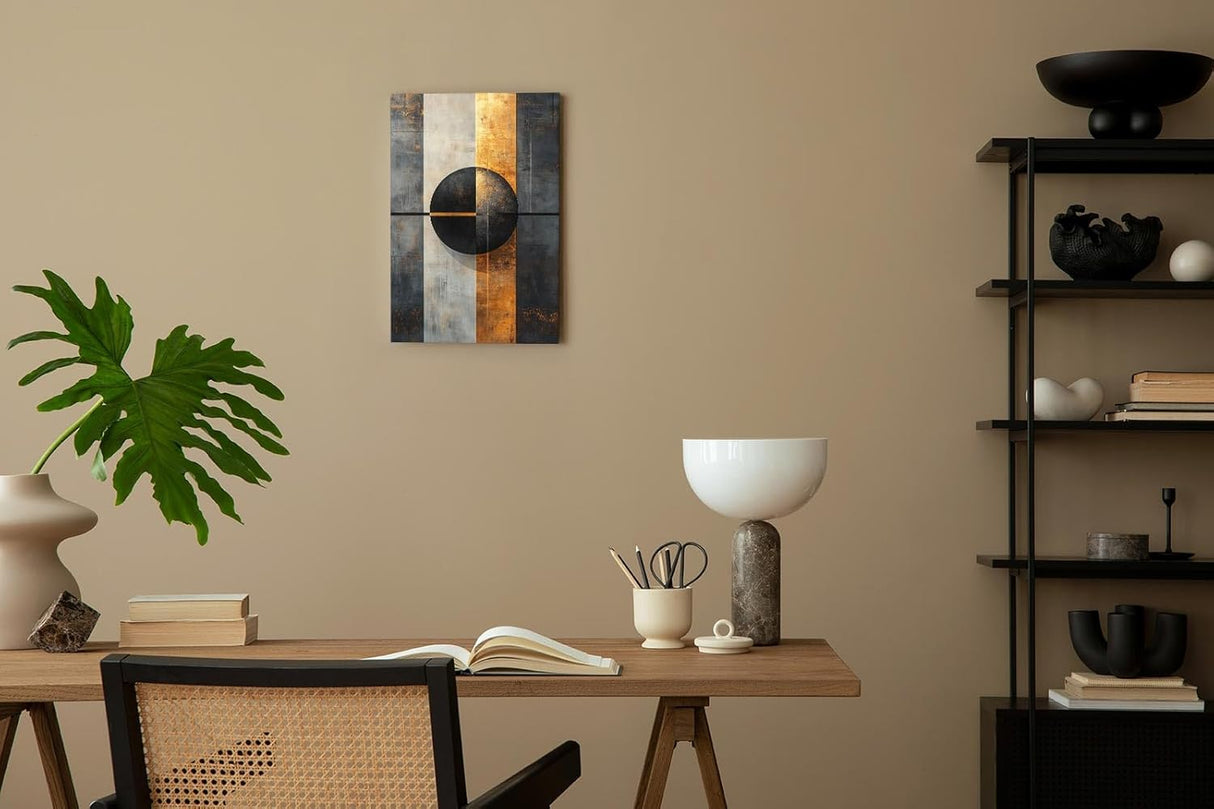 Paul Sinus 60x90cm Wandbild Goldkraft Vision – Powerdesign mit Fokuskunstwerk aus Geometrie und urbaner Eleganz