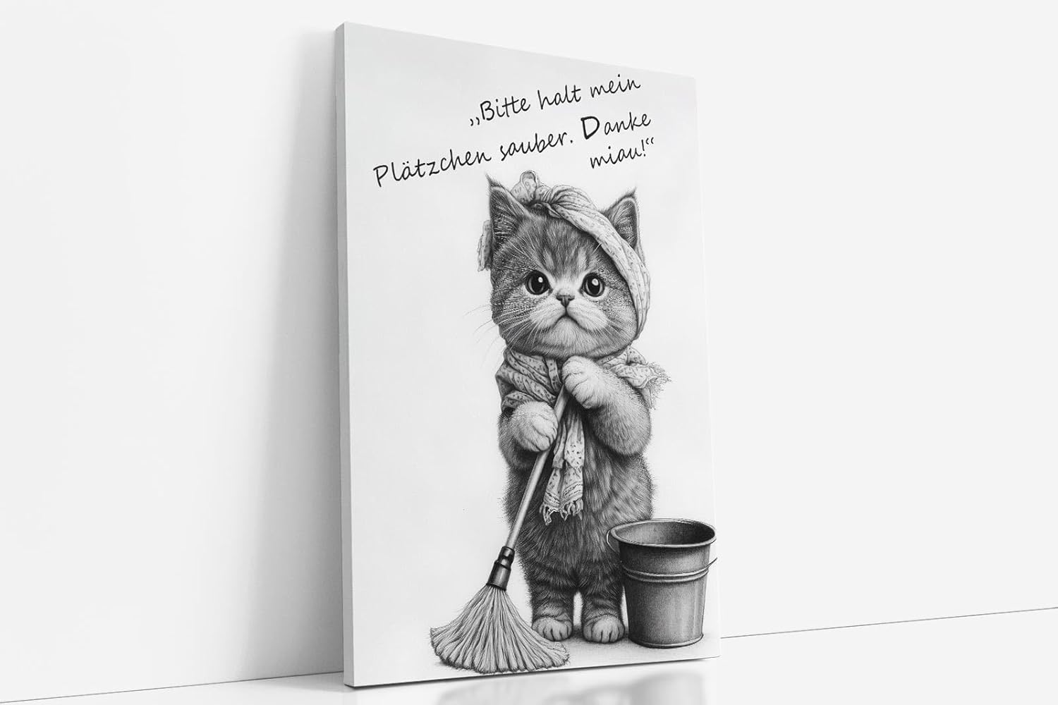 Paul Sinus Poster/Leinwandbild/Rahmenoption Lustiges Katzenbild – Niedliche Klo-Deko fürs Gäste-WC – Perfekt für Sauberkeitsfans