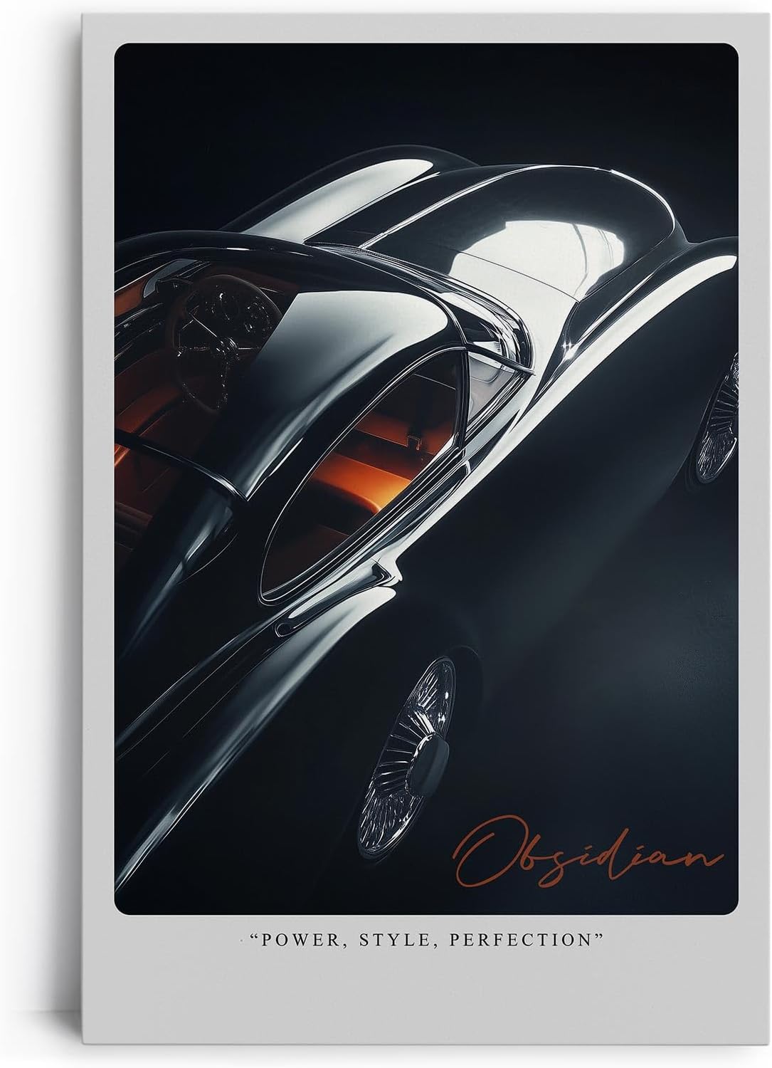 Paul Sinus Leinwandbild 80x120cm Obsidian – Eleganz, Luxus, Exklusivität, Automobilkunst, Retro, Vintage, Schwarz, Perfektion, Design, Stil, Ästhetik
