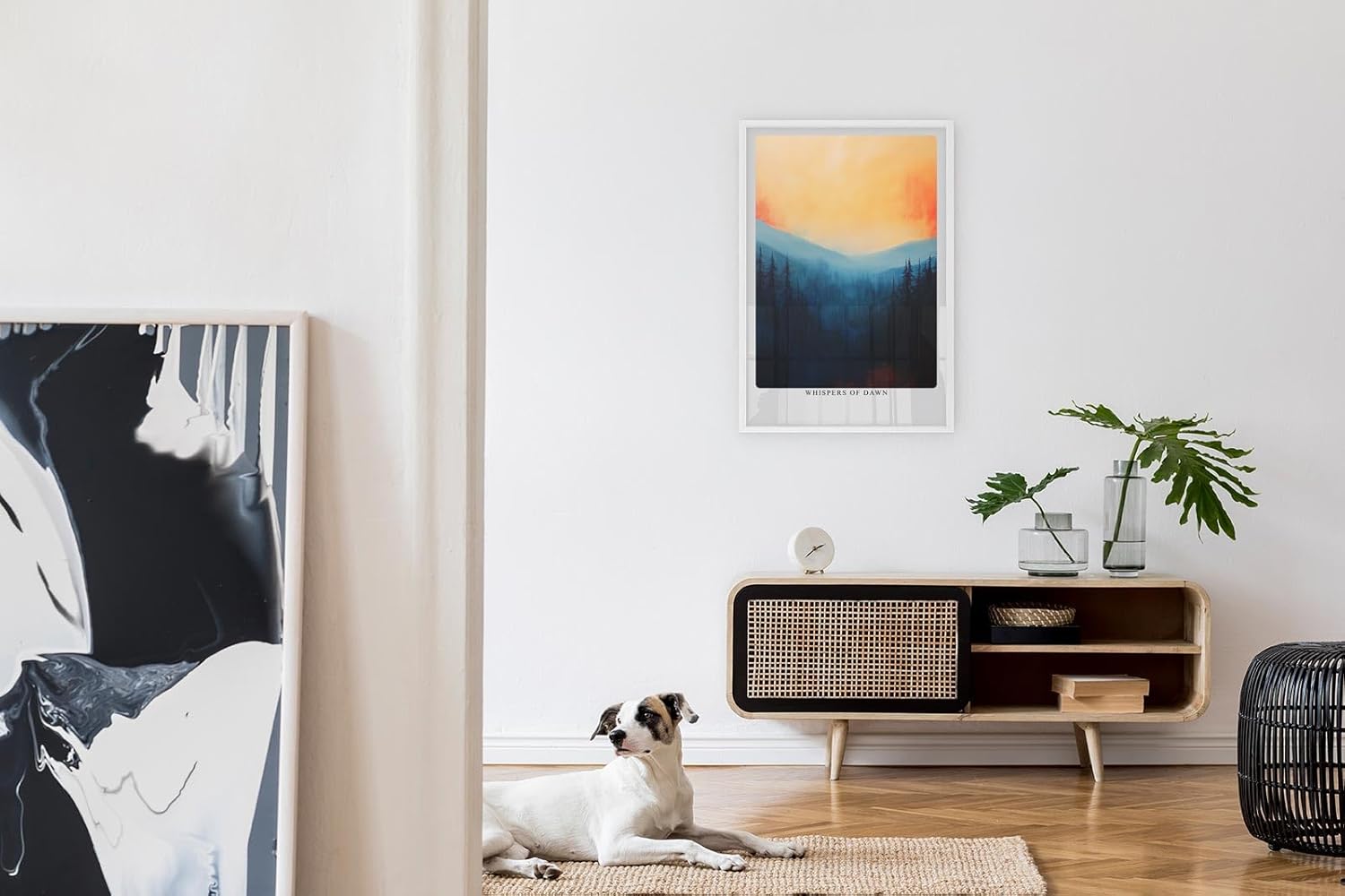 Paul Sinus Leinwandbild 80x120cm Mystischer Morgengrauen – Traumhafte Berglandschaft in sanften Farben mit nebelverhangenen Tälern