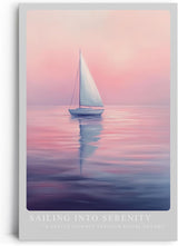 Paul Sinus Leinwandbild 60x90cm traumhafte Segelboot-Szene in sanften Pastellfarben, beruhigende Wandkunst mit meditativer Atmosphäre