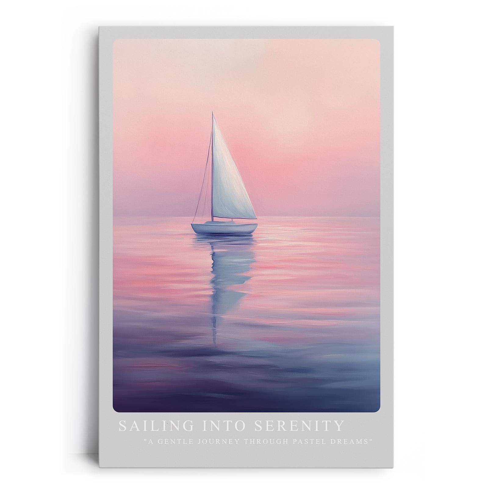 Paul Sinus Leinwandbild 60x90cm traumhafte Segelboot-Szene in sanften Pastellfarben, beruhigende Wandkunst mit meditativer Atmosphäre