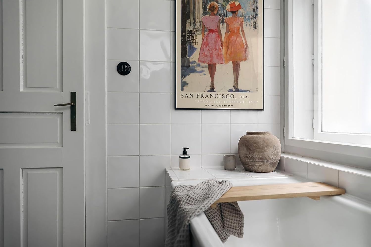 Paul Sinus Leinwandbild 60x90cm Leinwandbild San Francisco nostalgische Eleganz romantische Spaziergangsstimmung impressionistische Stadtansicht Vintage