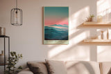 Paul Sinus Wandbild in 40x60cm Waves of the Earth mit wellenförmiger Berglandschaft im Dunst für beruhigende Wandgestaltung