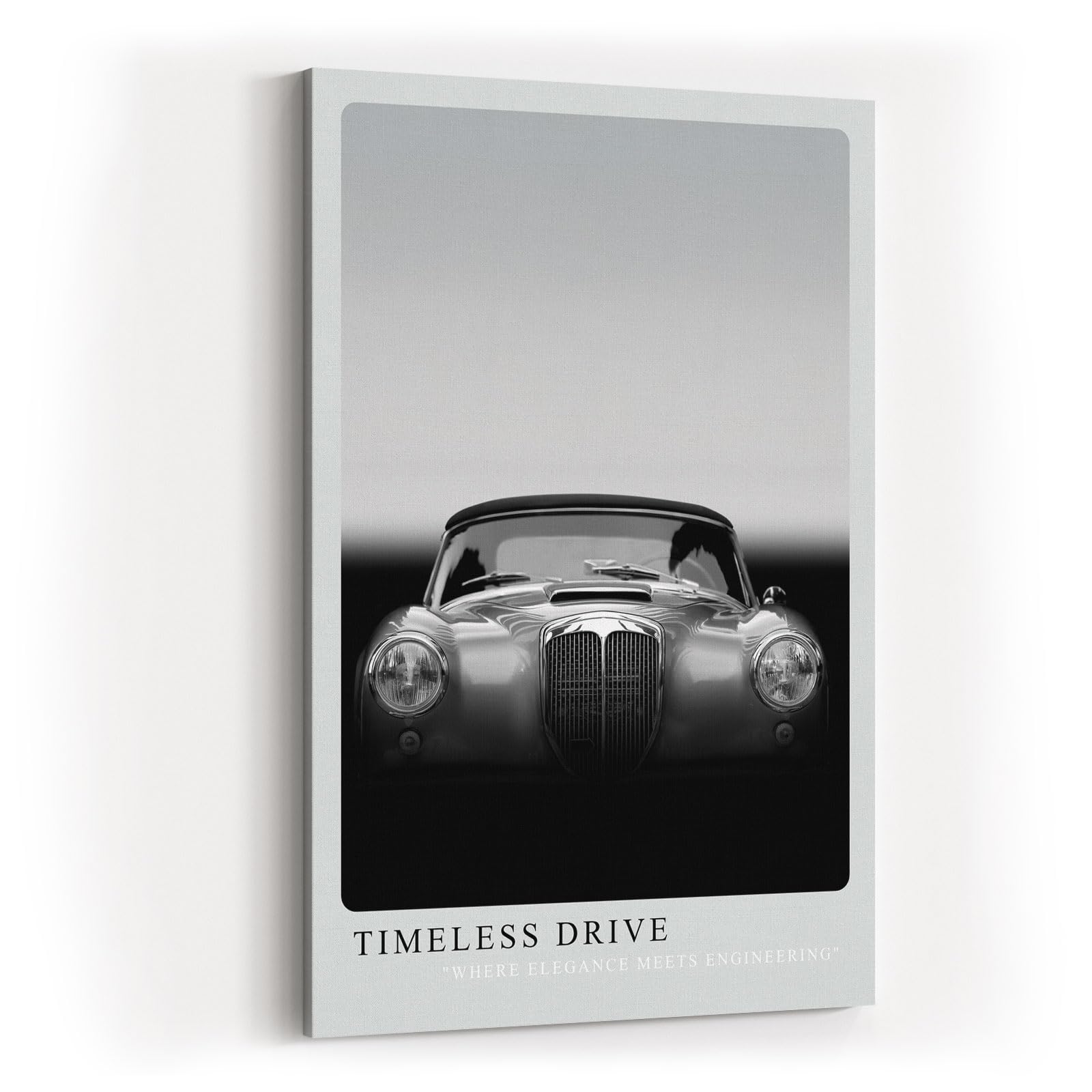Paul Sinus Kunstdruck 40x60cm Timeless Drive mit klassischem Oldtimer in Schwarzweiß