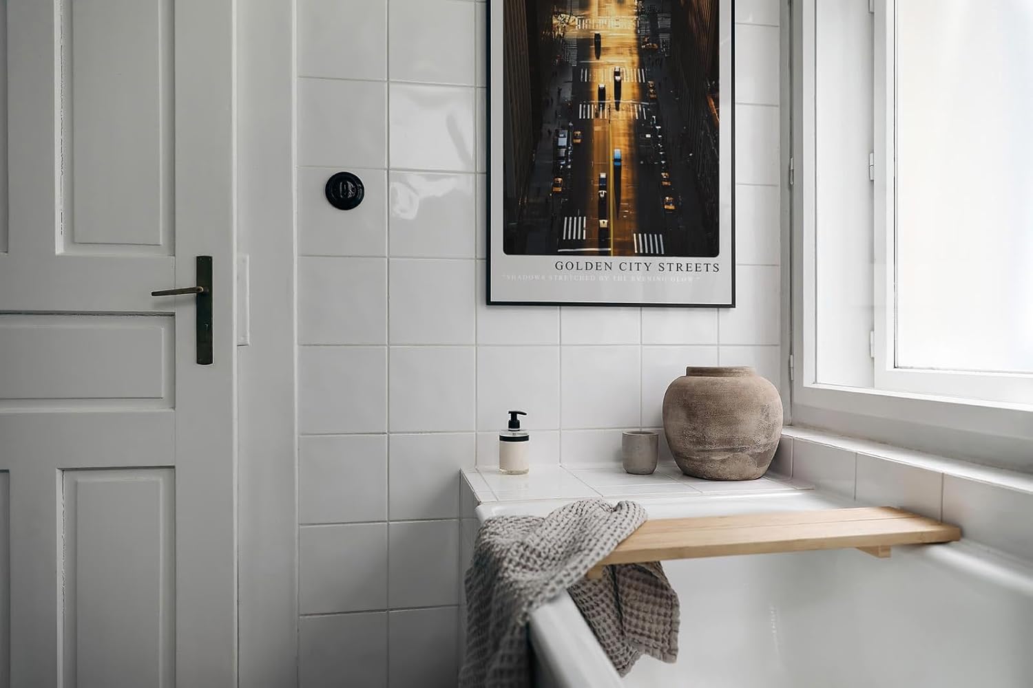 Paul Sinus Leinwandbild 60x90cm Golden City Streets Leinwandbild spektakuläre Straßenszene im goldenen Abendlicht mit faszinierendem Schattenspiel