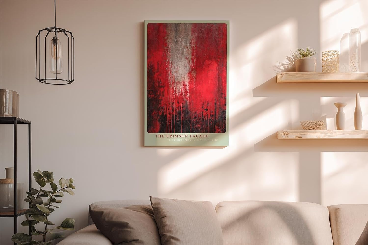 Paul Sinus Wandbild in 40x60cm The Crimson Facade – Ausdrucksstarkes abstraktes Kunstwerk in leuchtendem Rot mit strukturreicher Oberfläche