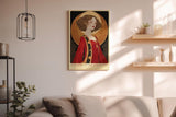 Paul Sinus Wandbild in 40x60cm Daughter of the Hidden Sun Stilisiertes Frauenporträt in Rot und Gold mit ornamentalen Details für luxuriöse Raumgestaltung