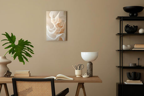 Paul Sinus 60x90cm Wandbild, Magische Harmonie in Fokusformen – Abstrakte Eleganz in sanften Beigetönen