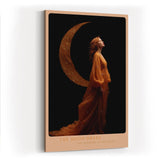 Paul Sinus Wandbild in 40x60cm The Moon Dress Elegante Frau in goldenem Kleid vor Mondsichel auf schwarzem Hintergrund