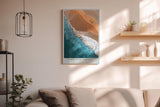 Paul Sinus Wandbild in 40x60cm Porto Covo Portugal – Luftaufnahme von Strand und Meer mit zwei Silhouetten im Sand
