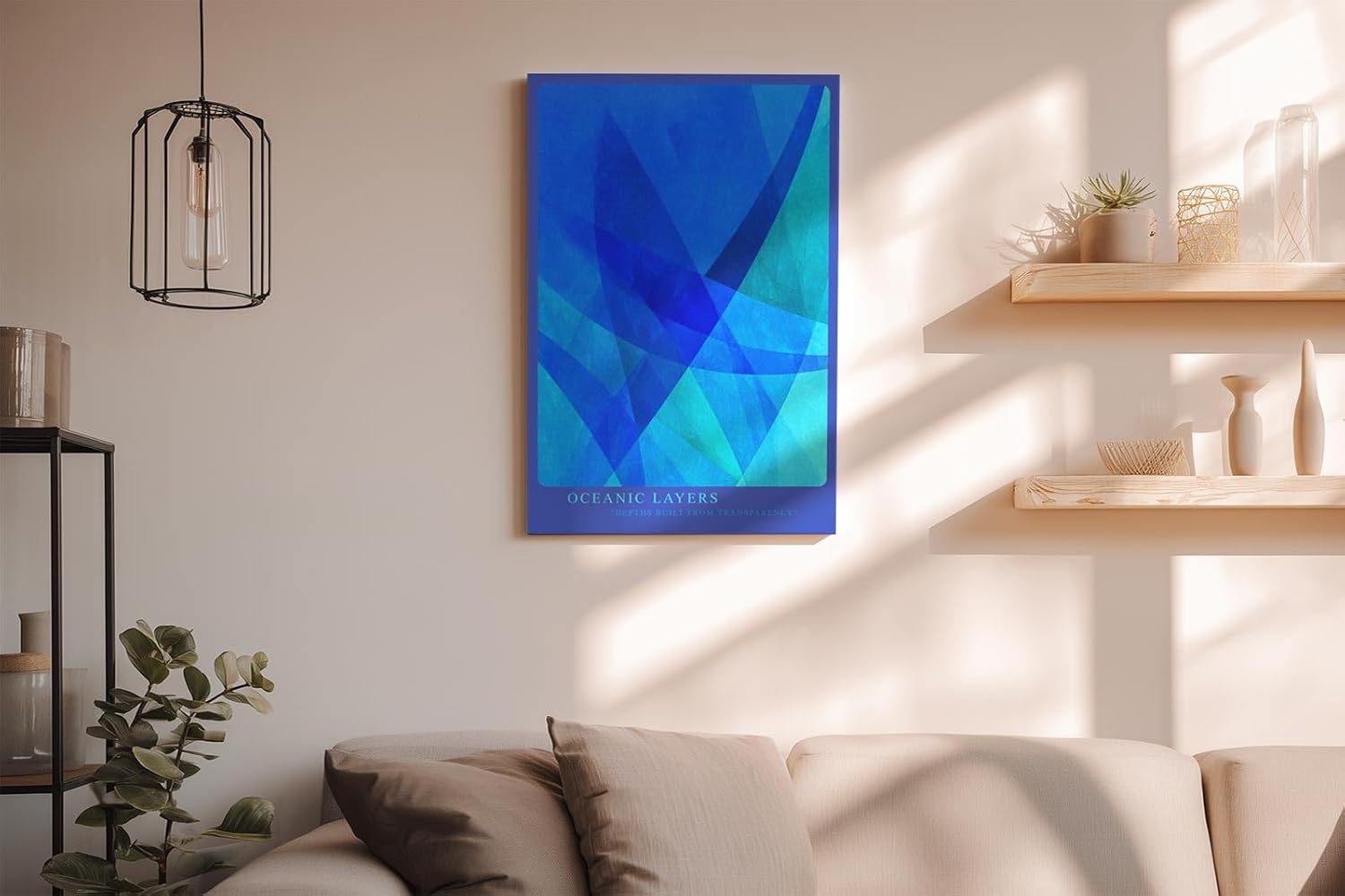 Paul Sinus Wandbild in 40x60cm Oceanic Layers – Abstrakte Tiefen in Blau für moderne Raumgestaltung