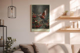 Paul Sinus Wandbild in 40x60cm Moment of Ascent Rot-weißer Vogel im Aufstieg auf einem Zweig mit roten Beeren vor natürlichem Hintergrund