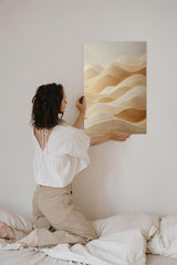 Paul Sinus 60x90cm Wandbild, Zeitlose Eleganz in Fokuslandschaft – sandfarbene Wellen in harmonischer Bewegung