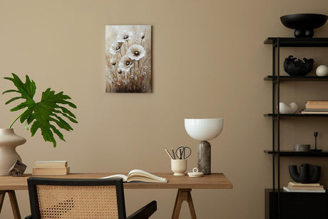 Paul Sinus 60x90cm Wandbild Blütenfeld in Beige – Kraftvolle Naturkomposition mit stilvoller Blume