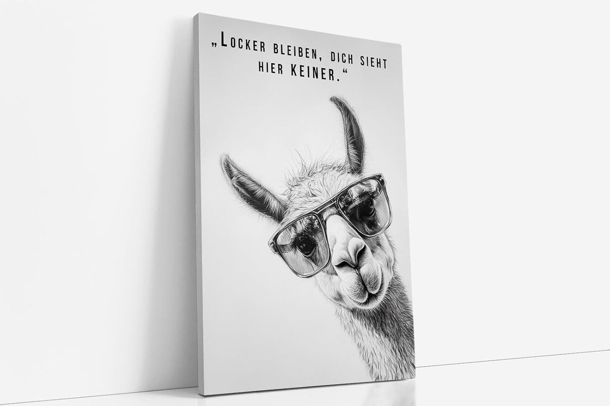 Paul Sinus Poster/Leinwandbild/Rahmenoption Lustiges Lamabild – Coole Klo-Deko fürs Gäste-WC – Perfekt für Humorvolle
