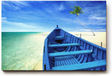 Sinus Art Wandbild 120x80cm Das Boot in der Bildmitte lenkt den Blick hinaus aufs offene Meer und vermittelt Fernweh