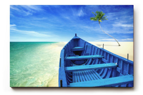 Sinus Art Wandbild 120x80cm Das Boot in der Bildmitte lenkt den Blick hinaus aufs offene Meer und vermittelt Fernweh