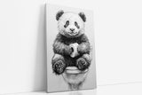 Paul Sinus Poster/Leinwandbild/Rahmenoption – Süßer Panda auf Toilette – Lustige WC-Deko für dein Badezimmer