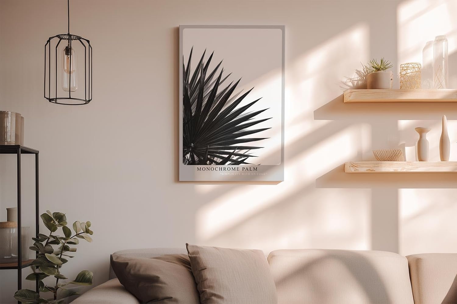 Paul Sinus Wandbild in 40x60cm Monochrome Palm – stilvolle Palmenblätter in kontrastreicher Schwarz-Weiß-Fotografie für moderne Räume