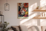 Paul Sinus Wandbild in 40x60cm Petal Veil mit Frauenportrait hinter floraler Komposition in kräftigen Farben für elegante Wandgestaltung