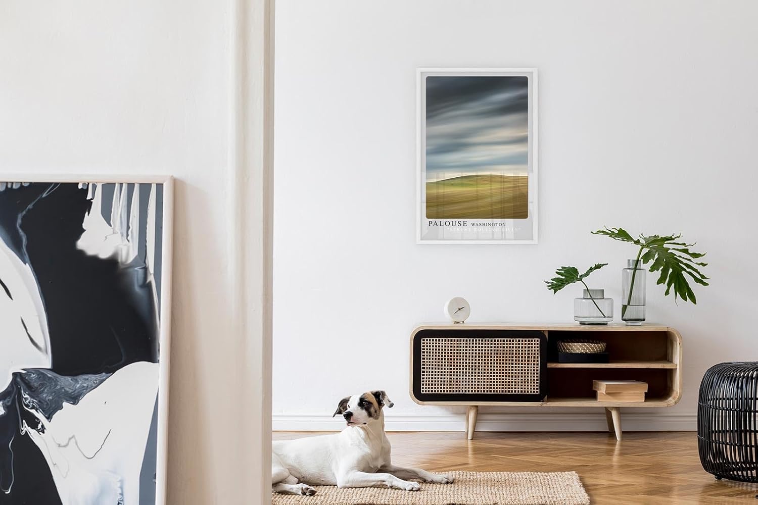 Paul Sinus Leinwandbild 40x60cm minimalistische Landschaft mit sanften Hügeln und dramatischem Himmel, beruhigende Wandkunst