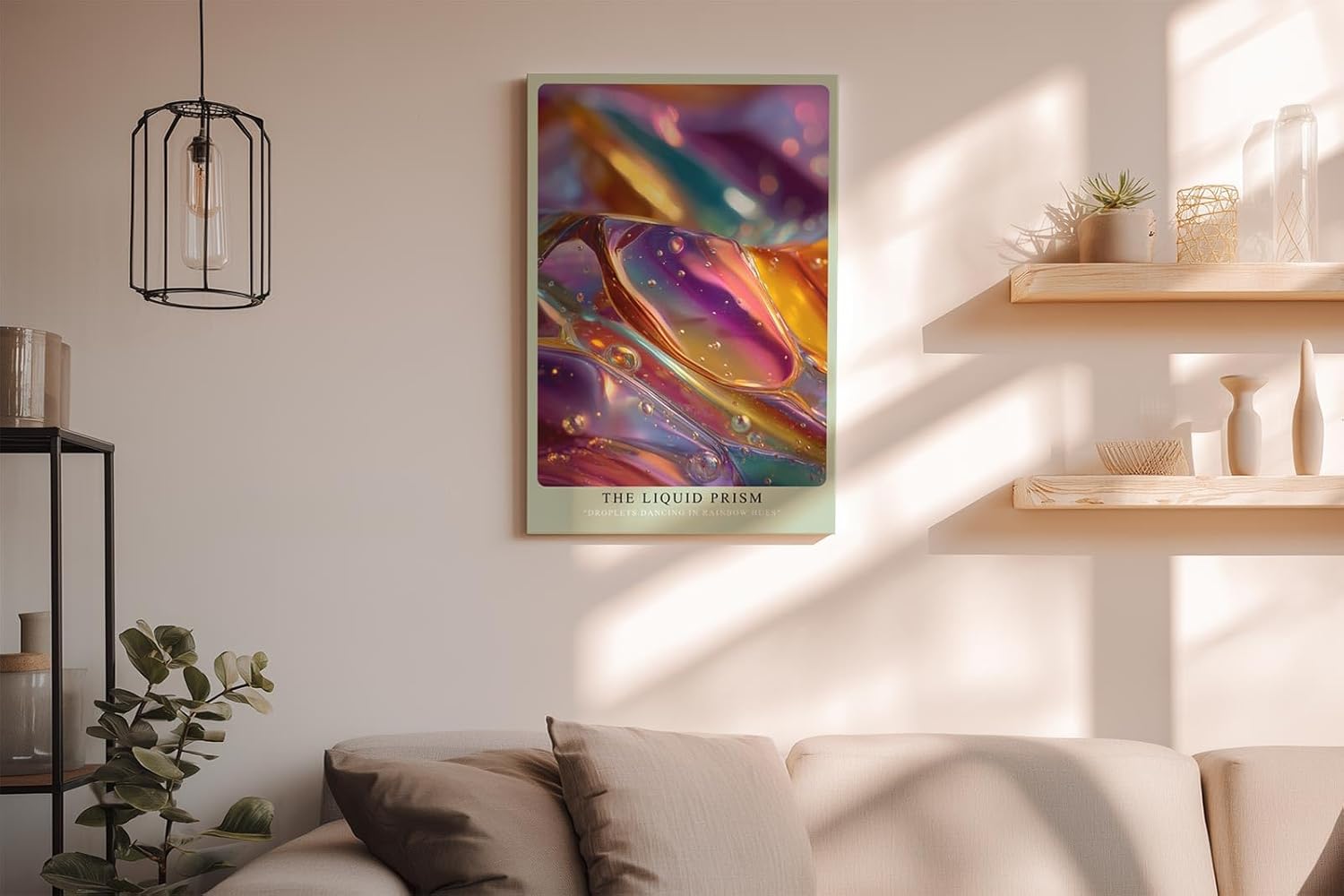 Paul Sinus Wandbild in 40x60cm The Liquid Prism – abstraktes Farbmotiv mit regenbogenfarbenem Glanz und fließender Struktur für moderne Raumgestaltung