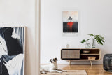 Paul Sinus Leinwandbild 80x120cm Roots of Blood – Symbolischer Baum mit dramatischen roten Wurzeln auf abstrakter Leinwand