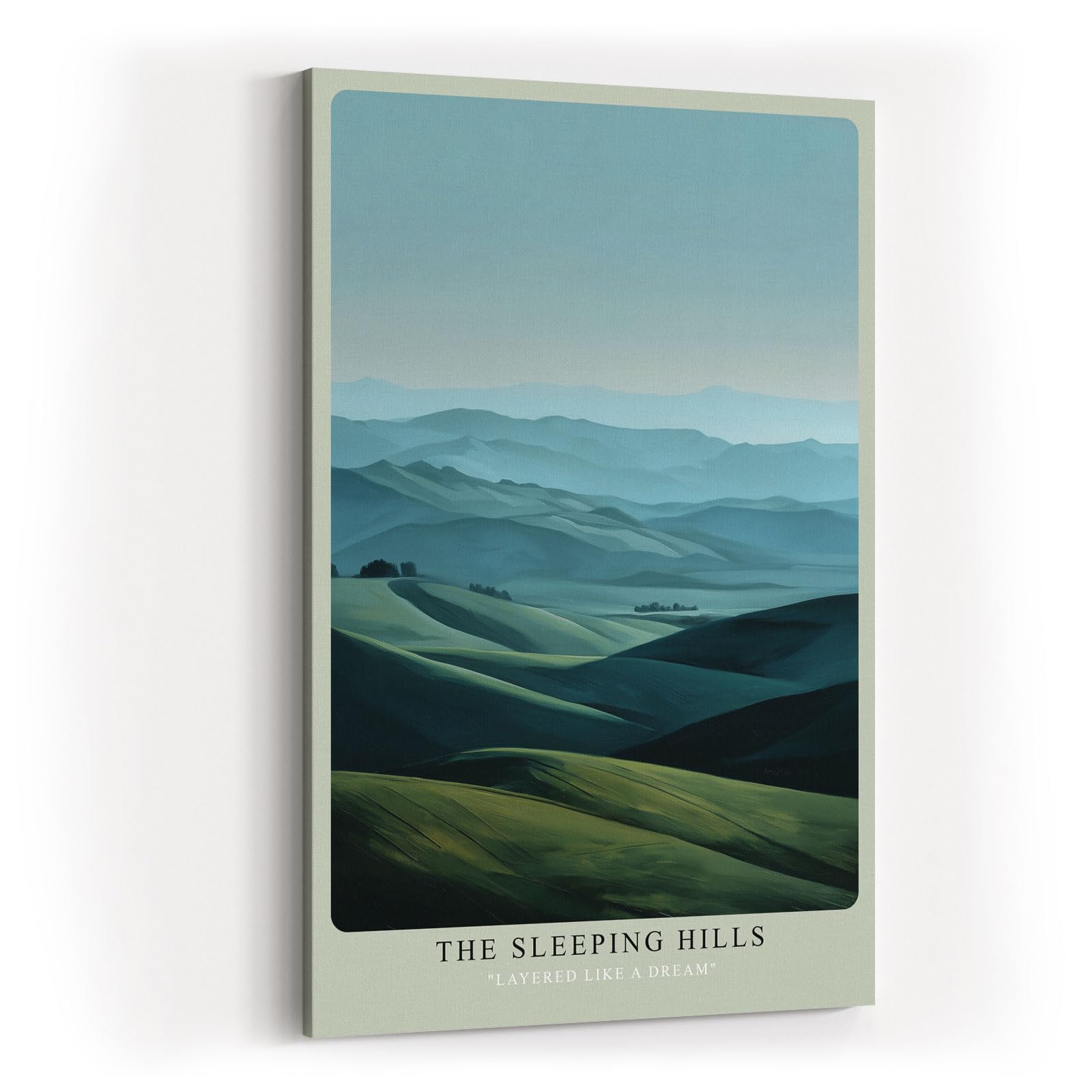 Paul Sinus Wandbild in 40x60cm The Sleeping Hills – sanfte Hügellandschaft in harmonischen Grüntönen für ruhige und stilvolle Raumgestaltung