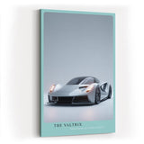 Paul Sinus Wandbild in 40x60cm The Valtrix – Futuristisches Supersportwagen-Design in Silber mit eleganten Linien vor hellem Hintergrund