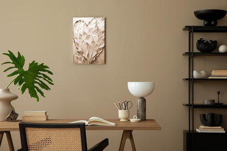 Paul Sinus 60x90cm Wandbild Kraft der Liebe in Beige – Plastische Herzkomposition mit floraler Struktur Blume