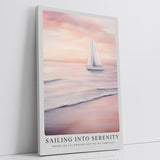 Paul Sinus Leinwandbild 60x90cm malerische Segelboot-Szene mit sanften Pastelltönen, beruhigende Wandkunst mit ruhiger Meereslandschaft