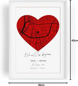 Paul Sinus Bilderrahmen mit deinen GPS Koordinaten und Namen. 30cm x 42cm Holz Wechselrahmen mit Glas und Passepartout. Personalisierte Geschenkidee. LOVE. (ohne Rahmen)